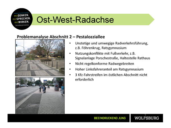 Wolfsburg, Ost-West-Radachse, Präsentation